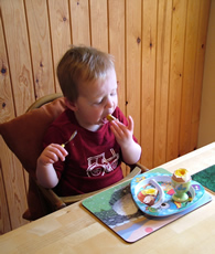 new laid eggs for breakfast in bo peep cottage at higher lank farm