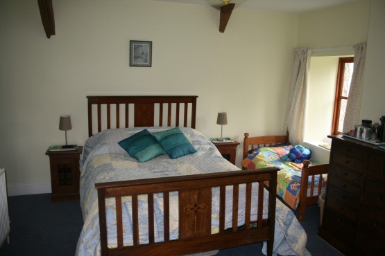 garden view bedroom with toddler bed