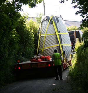 sculpture on its way to the Eden Project